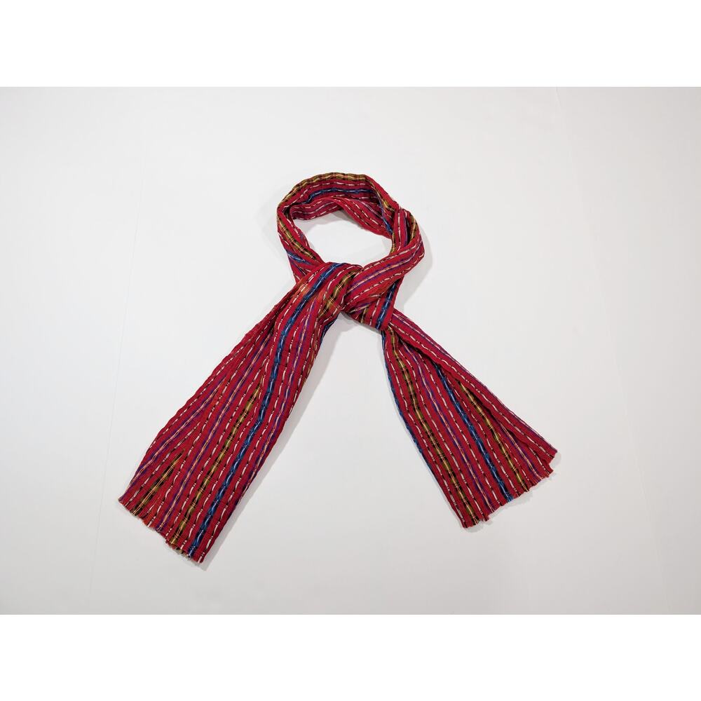 Red Colorful Stripe Woven Rectangular Scarf Hair